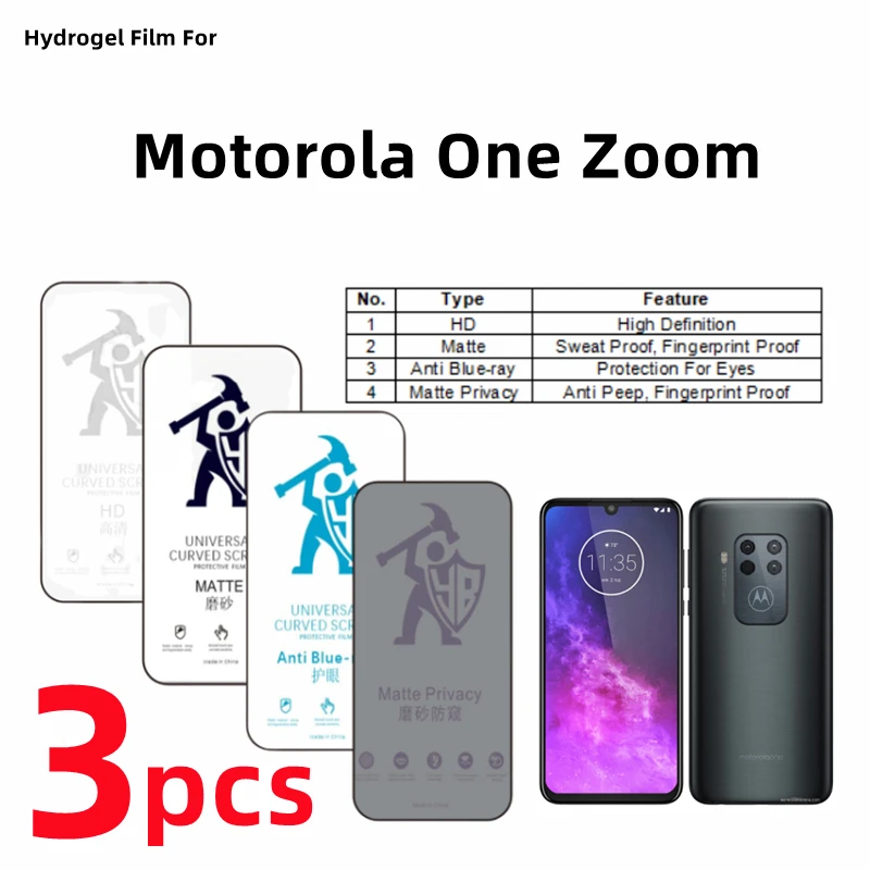 

3 шт., Гидрогелевая Защитная пленка для Motorola One Zoom
