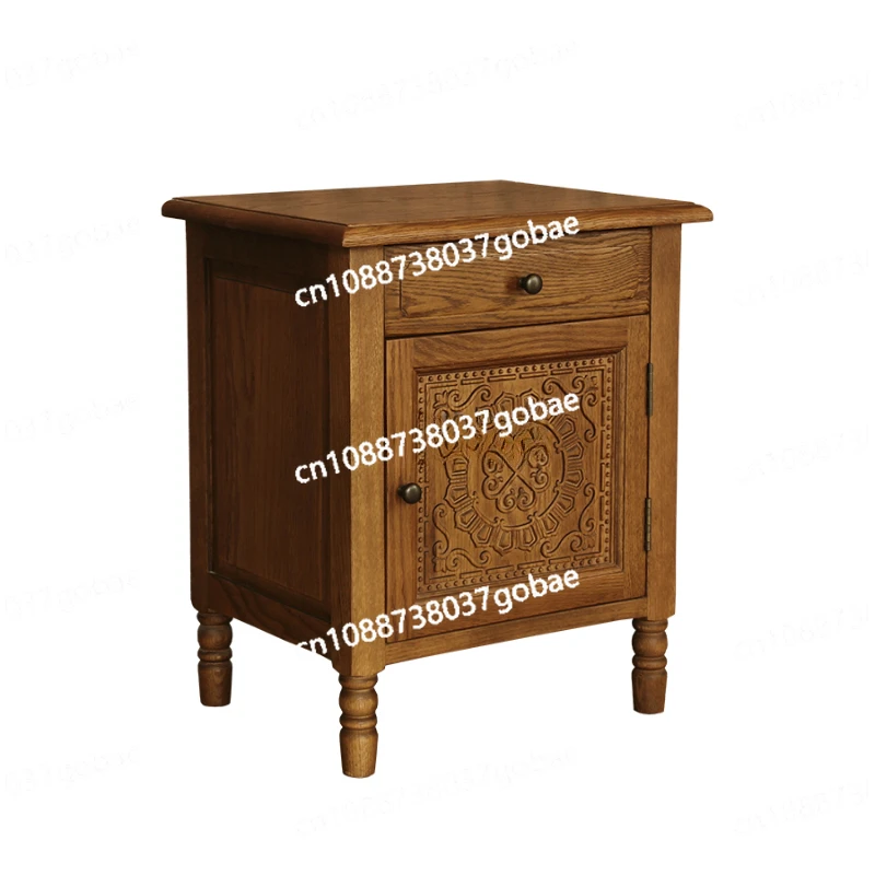 Прикроватная тумбочка из цельного дерева в американском стиле винтажный шкафчик