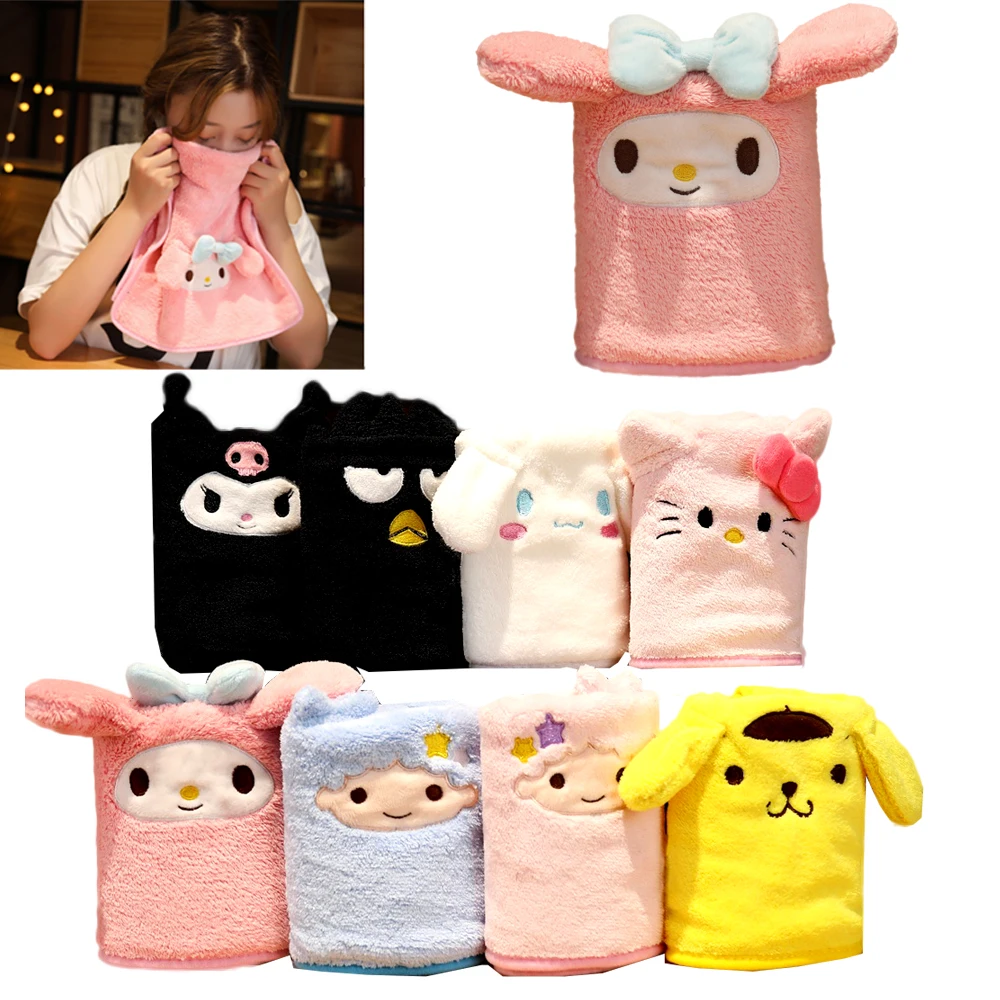 

Милое Аниме Sanrioed Kuromi My Melody Cinnamoroll, милое мультяшное полотенце Littletwinstars, полотенце для лица, плюшевое толстое полотенце для рук, подарок