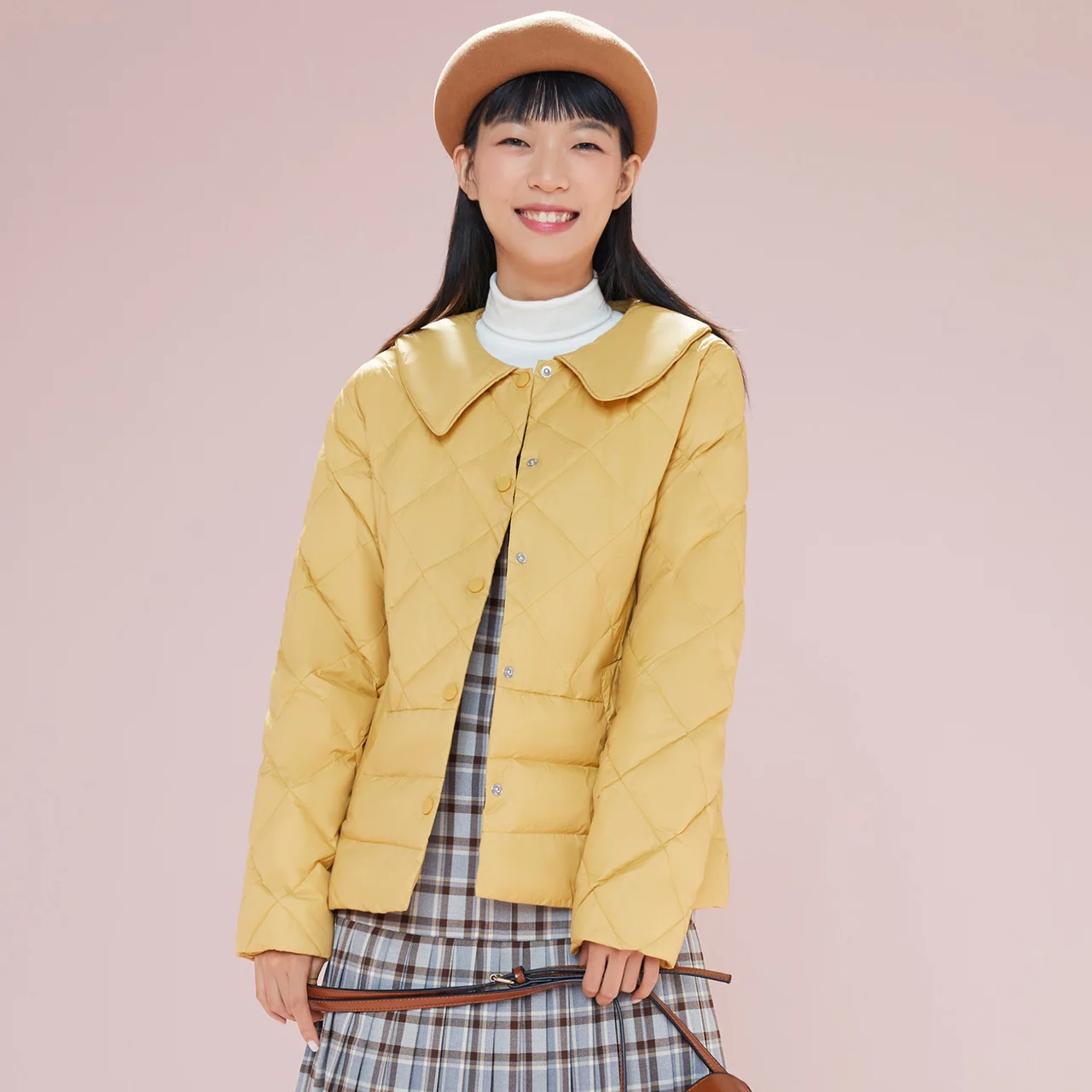 Metersbonwe Ultralight Down Women's Jackets 90%Duck Down Water Resistant Warm Wear Doll Collar Solid Color Loose Winter Coats