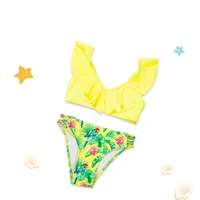 newest girl swimsuit floral kid ruffle bikini suit 5 12years childrens swimwear seaside bathing wear 2022 beachwear 7 selection