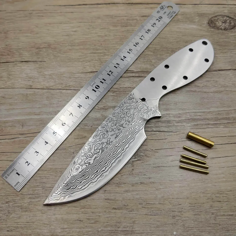 

DMDIY-08 Прямая поставка, дамасская сталь, прямой нож, фиксированное лезвие, сделай сам, полуфабрикатный нож для кемпинга, Подарочный Медный гво...