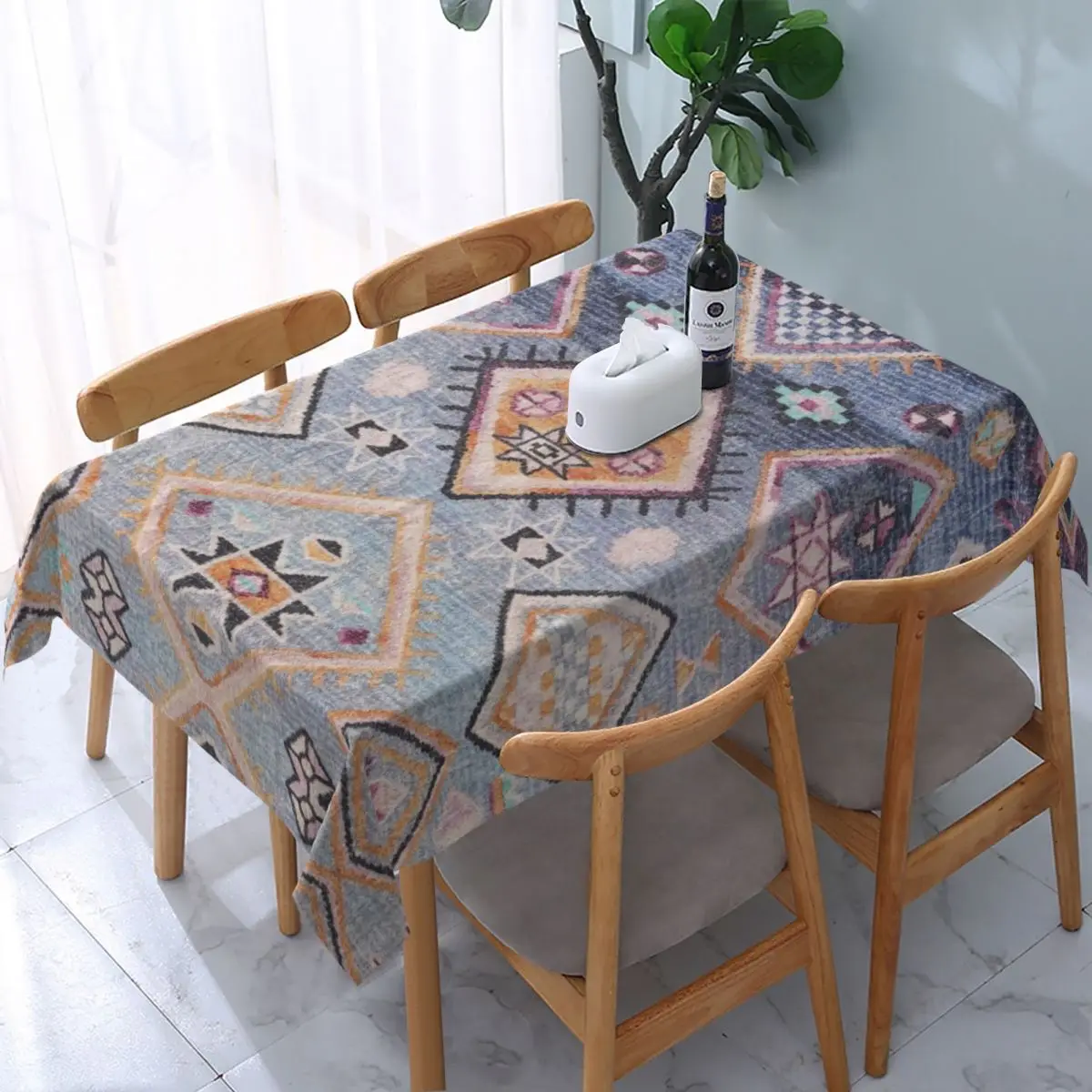 

Традиционный винтажный марокканский берберский коврик, скатерть для стола в богемном стиле с геометрическим рисунком и бриллиантами, скатерть с подкладкой по краям для обеда