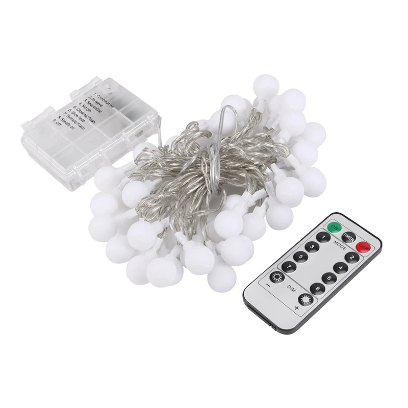 

ABHG 5 Meters 50 Ball Pendant With 13 Key Remote Control Waterproof Battery Box Lights