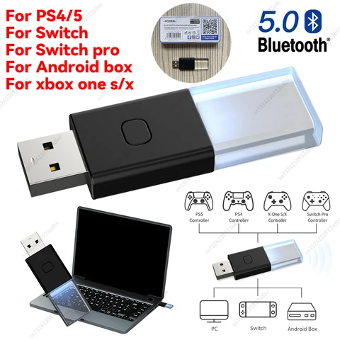 Для переключателя Xbox Bluetooth 5,0 USB-приемник беспроводной контроллер адаптер Bluetooth-совместимый для PS4/5 для Xbox One S/X