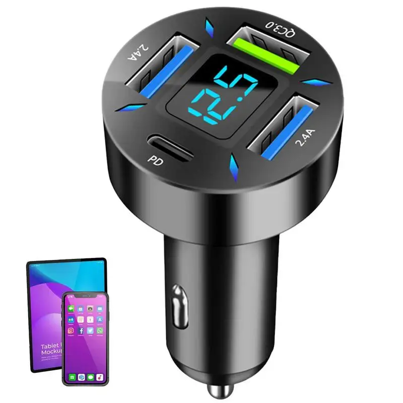 

Автомобильное зарядное устройство USB C 66 Вт, автомобильное зарядное устройство USB C, быстрая зарядка PDQC, автомобильное зарядное устройство с 4...