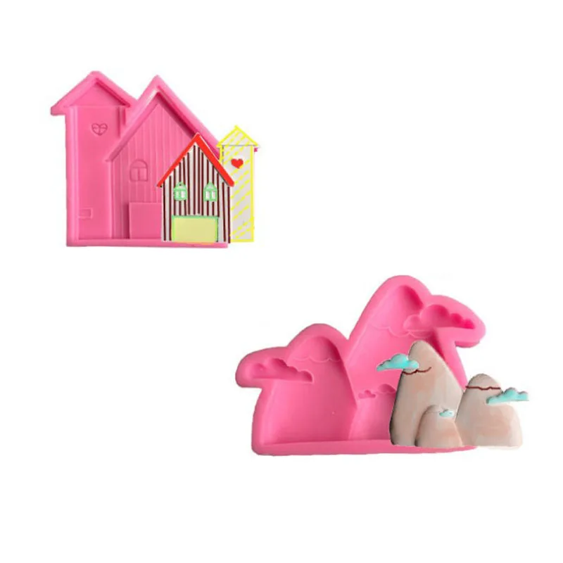 

Рождественский домик, форма «сделай сам», горы, облака, силиконовые формы для рукоделия, глина, полимерные художественные формы