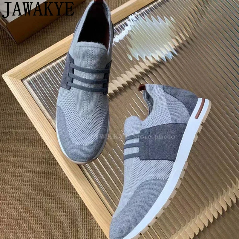 

Мужская трикотажная эластичная модельная обувь без шнуровки с круглым носком