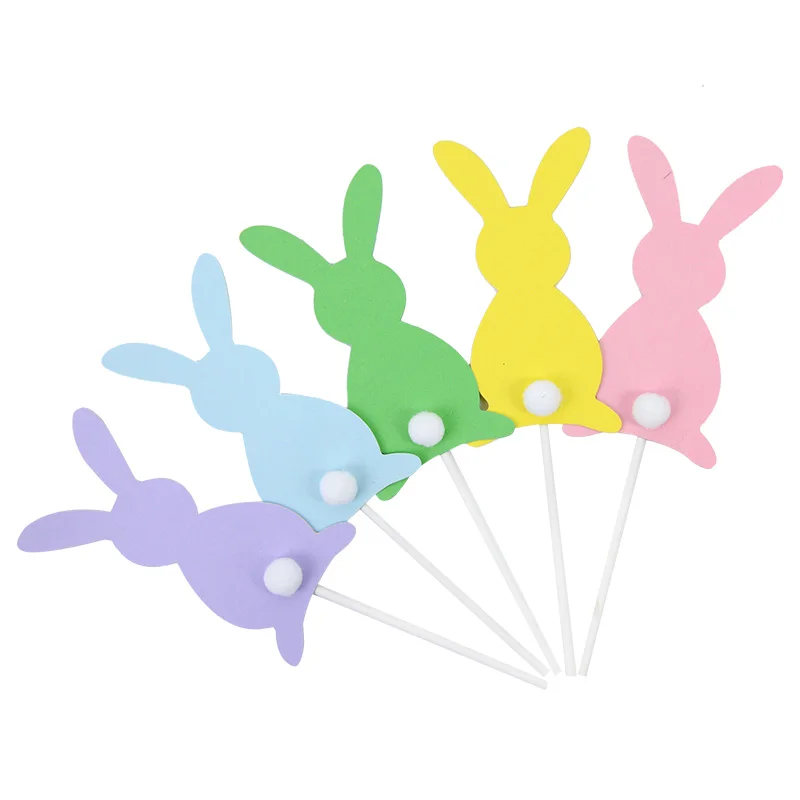 

5pcs Easter Cute Rabbit Cake Topper Bunny Dessert Cupcake Cake Toppers Happy Easter Birthday Party Cake Decorating