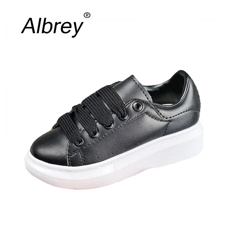 Top Quality Unisex Luxury Brand Genuine Leather Kids Platform Casual Sneakers Autumn Fashion Sports Vulcanized Boy Girl Shoes