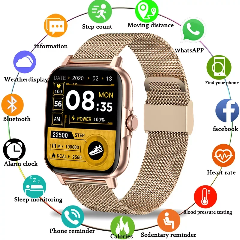 

2022 NFC Women Bluetooth Call Smart watch Men 1.69" Color Screen Full touch Fitness Tracker Smart Clock Ladies For Android