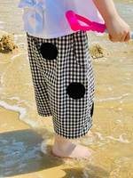 imakokoni original childrens pure cotton plaid casual polka dot loose boy pants female summer thin section 20332