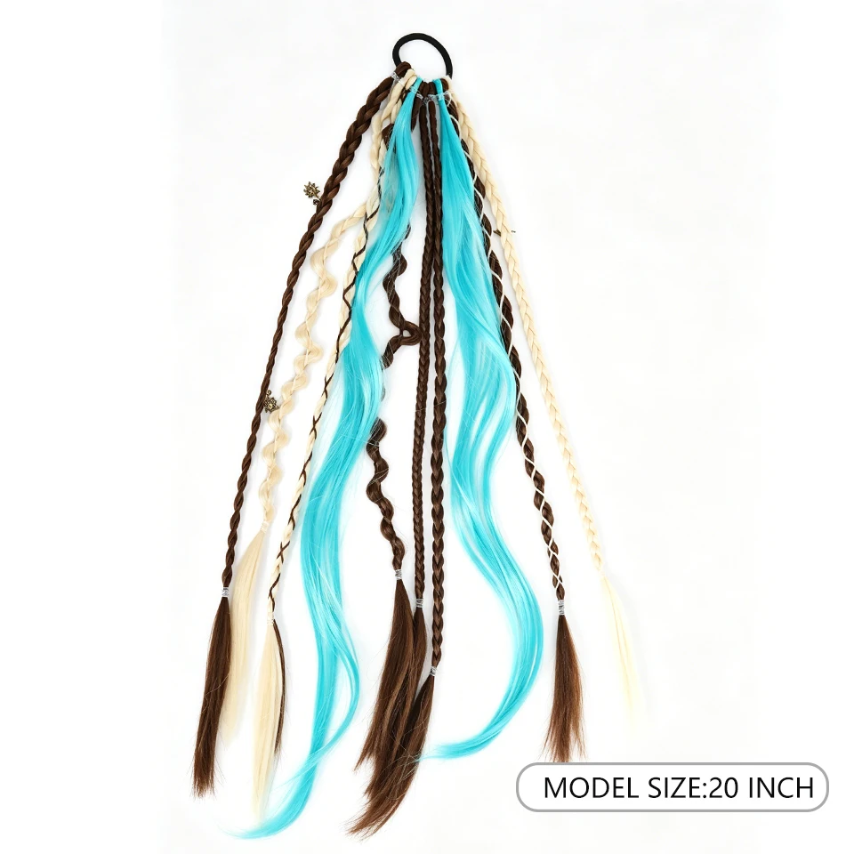 Фото 20-дюймовая богемная тканая повязка на голову с эластичной присоской для прически, аксессуар для женских причесок. №2
