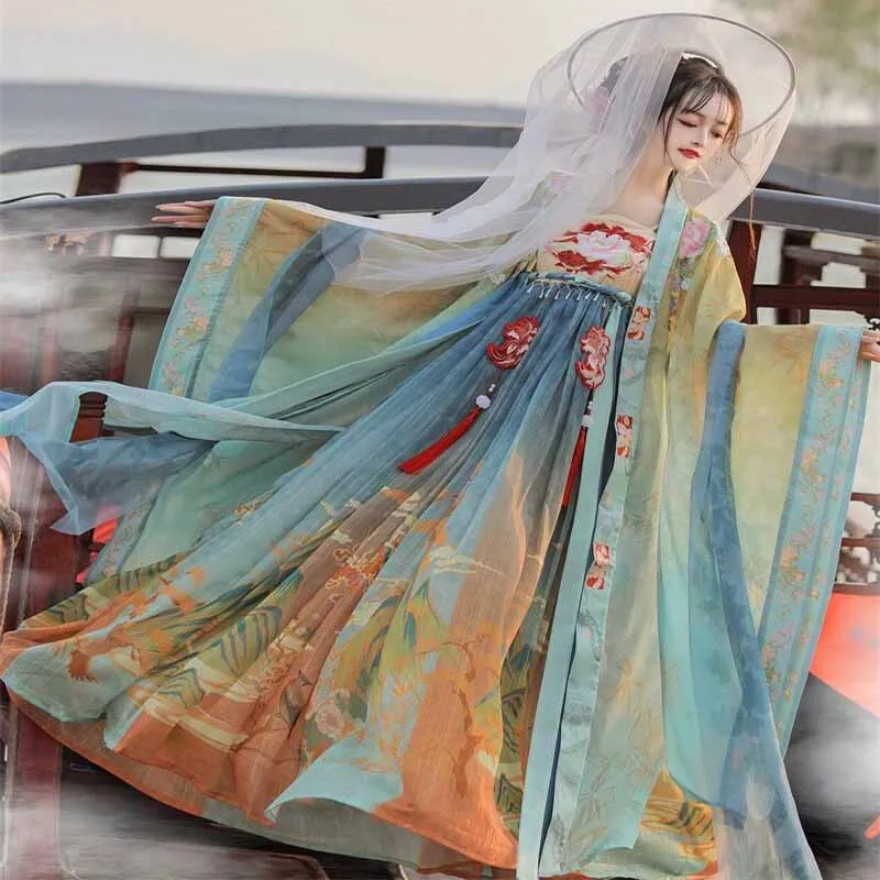 Китайское платье Hanfu женское традиционное винтажное с принтом Женский