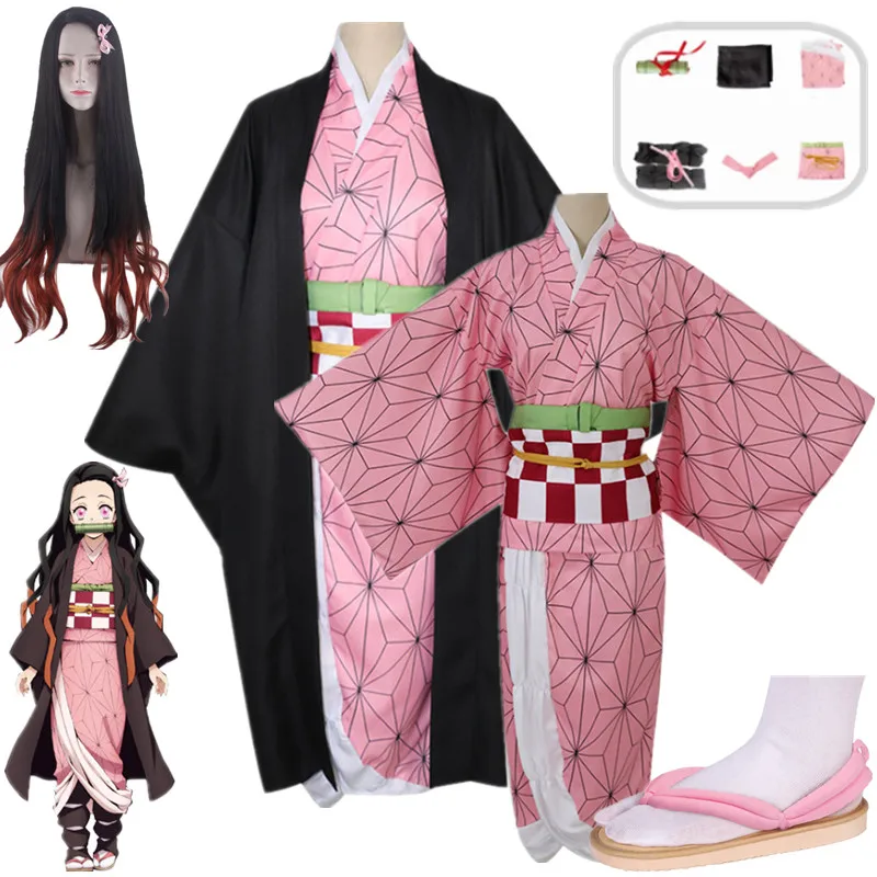 Anime Demon Slayer Kimetsu no Yaiba Nezuko Kamado Cosplay Costume Nezuko Kimono Women Uniform Halloween Paty Clothes