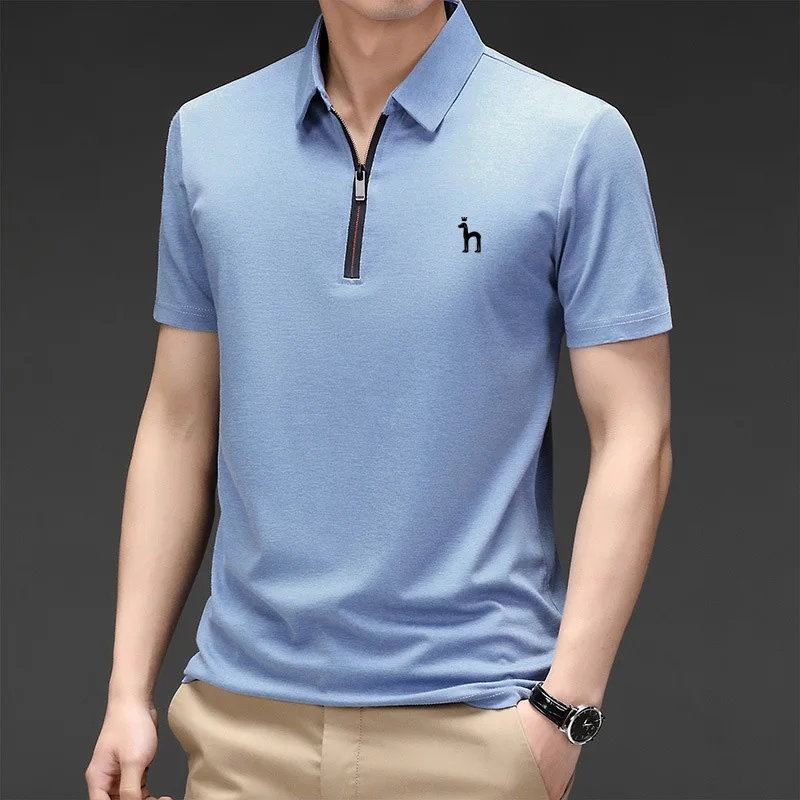 Hazzys Summer Golf Short Sleeve Men T-shirt Men's Clothes Ice Silk Polo Shirt