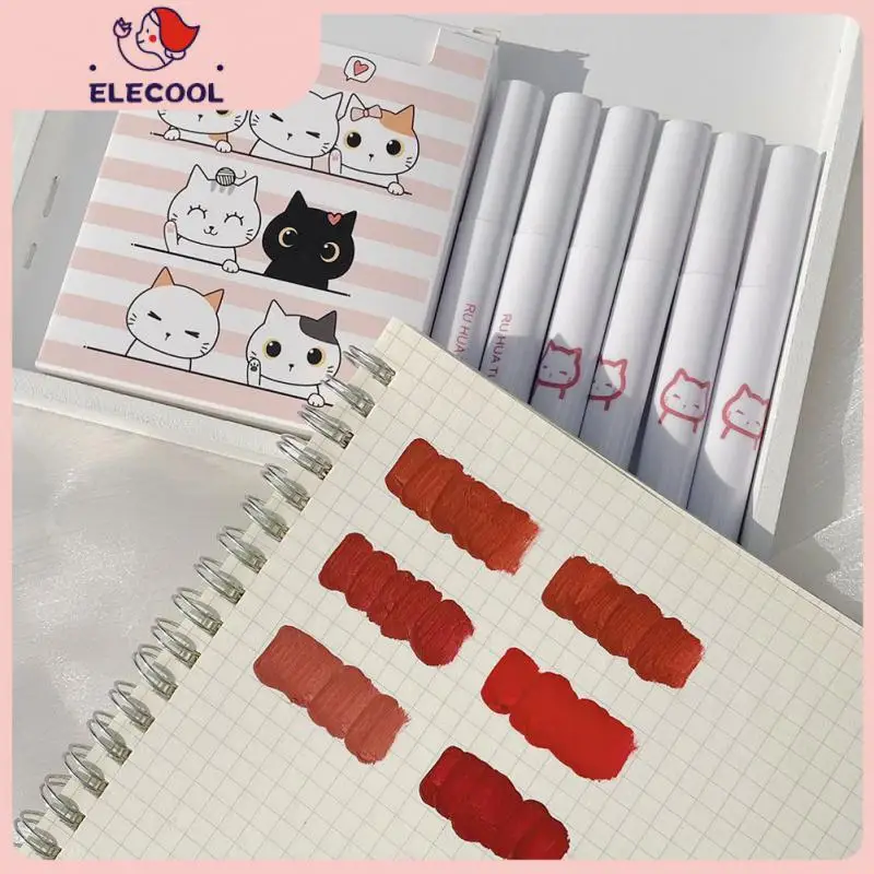 

Набор блесков RuhuatuoLip, Подарочная коробка для макияжа, глазурь для милых кошачьих губ, не выцветает, антипригарная чашка, матовая бархатная п...