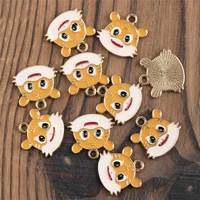 10pcslot cartoon tiger head animal enamel charms pendants diy necklaces earrings for jewelry making accessories