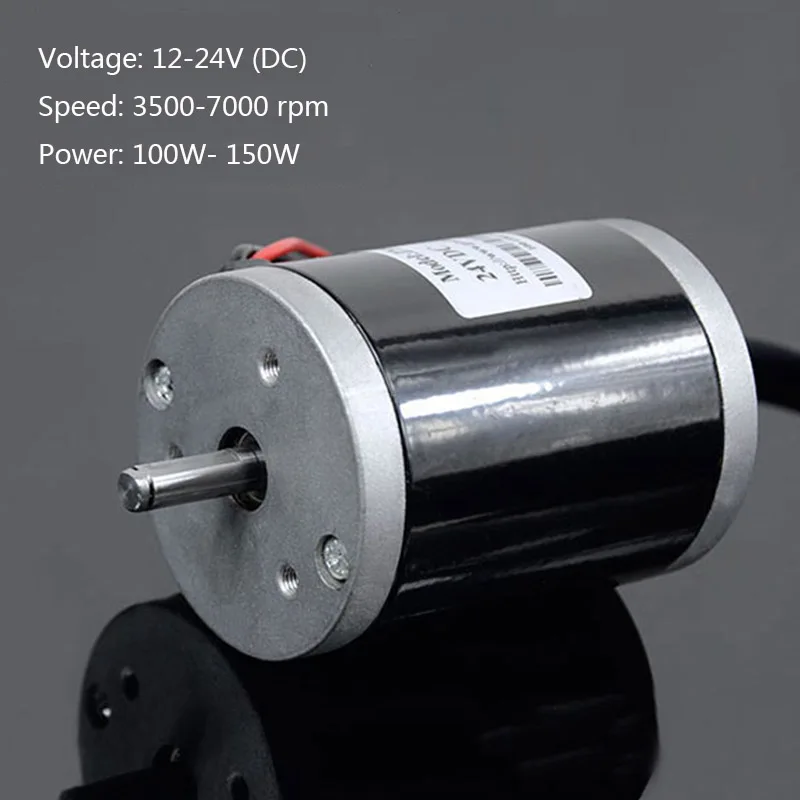 

24V 150W 7000rpm High Torque DC Motor Low Noise Dual Ball Bearings Carbon Brush Motor for Mini Bead Lathe Machine Shaft Dia 8mm