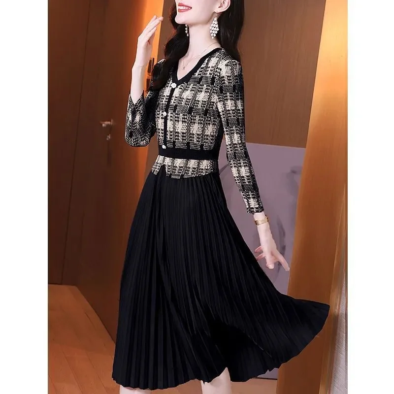 Платье женское из двух частей с длинным рукавом Модный плиссированный сарафан в