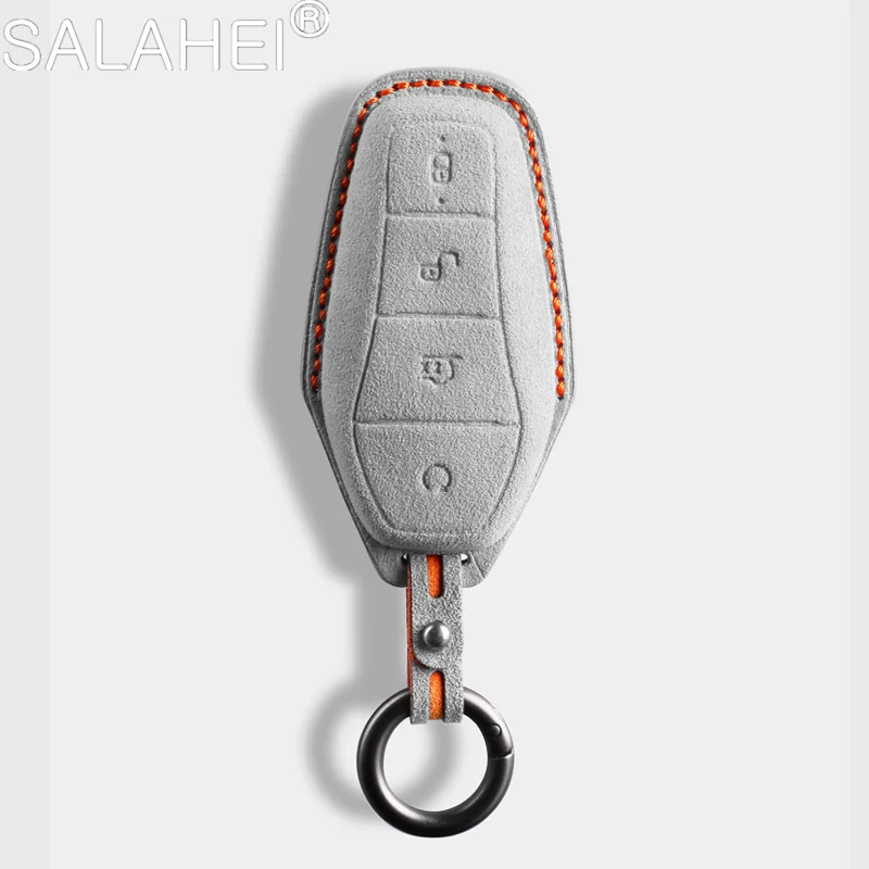 

Alcantara Car Key Case Cover Holder Shell Fob For BYD Han Ev Tang Dm Qin PLUS Song Pro MAX Yuan Dolphin E2 Atto 3 Auto Accessory
