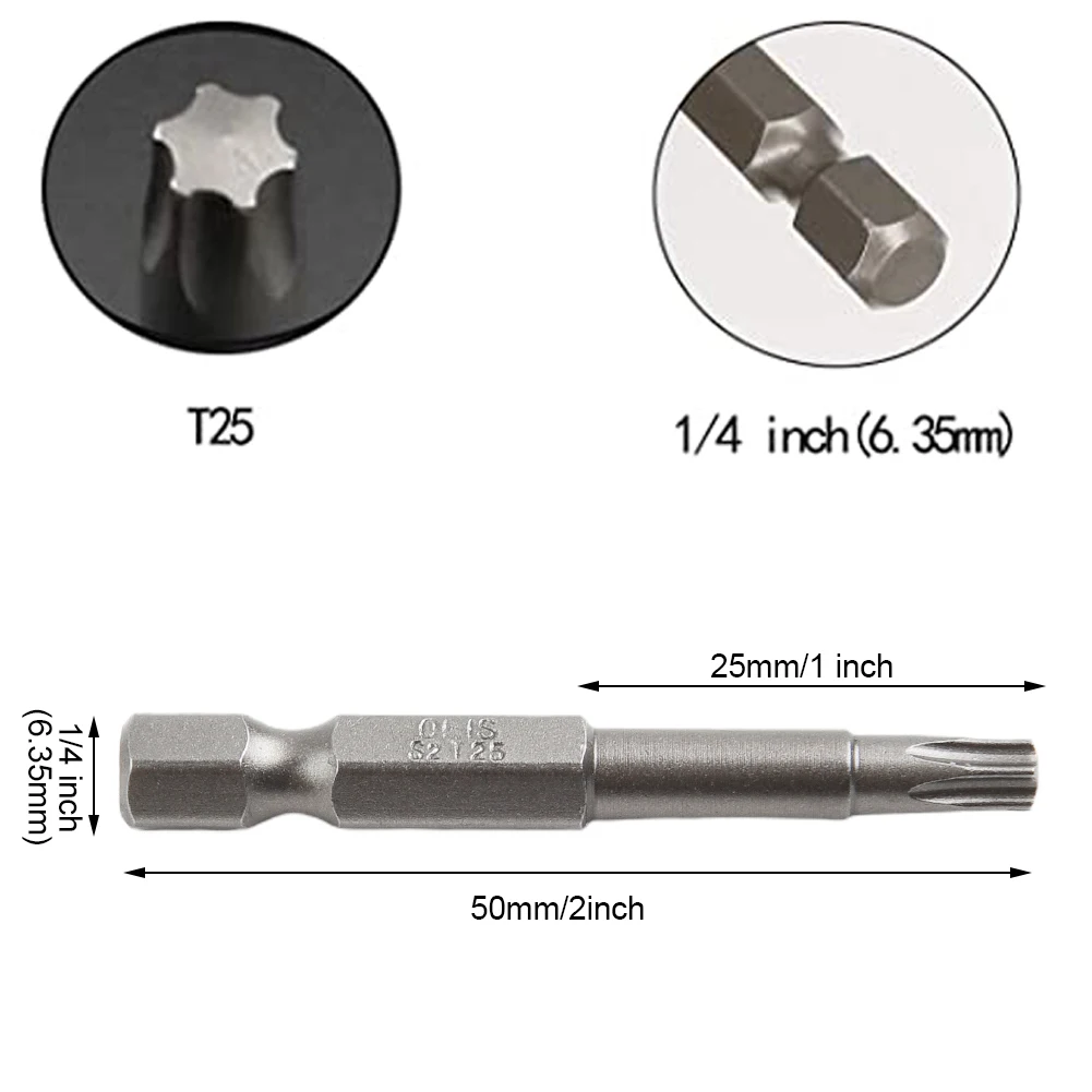 

10Pcs Screwdriver Bit 6.35mm Shank Accessories Anti-rust Hexagon Handle Replacement Spare Parts Torx T25 Brand New
