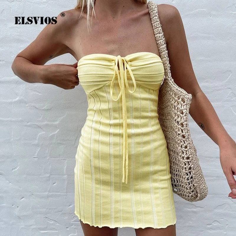 

Autumn Summer Lady New Sexy Halter Lace-up Backless Dress Casual Solid Color Sleeveless V Neck Mid Waist Elegant Pleated Dresses