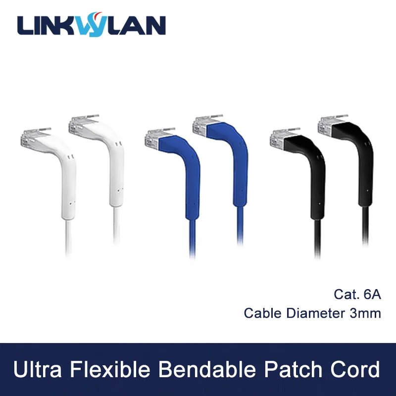 Linkwylan Тонкий гибкий медный сетевой патч-кабель Cat.6A F/UTP RJ45 30AWG ПВХ белый