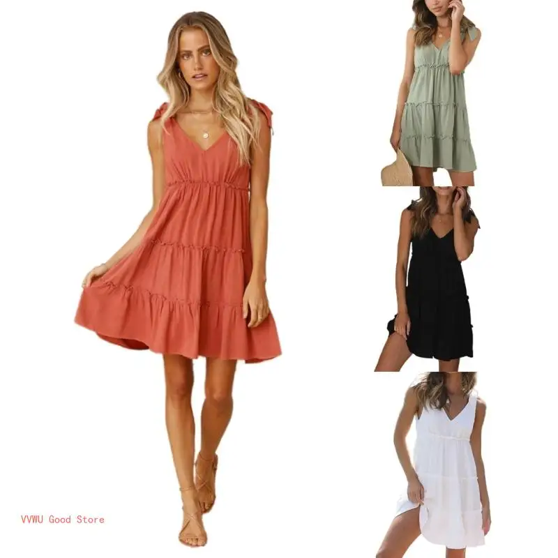 

Платье-миди женское с V-образным вырезом, без рукавов