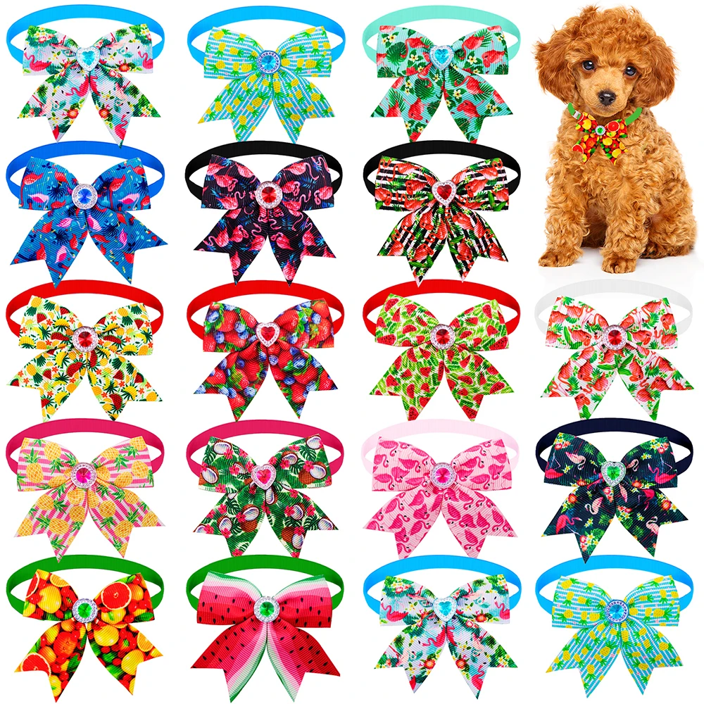 50/100pcs Dog Bow Tie Fruit Style Pet Supplies Dogs Summer Samll Dog Bowtie Pet Dog Cat Bowties Small Dog Grooming Accessories