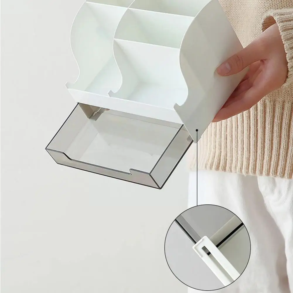 

Акриловый офисный стол органайзер с выдвижным ящиком, 5 отделений, офисный органайзер, аксессуары, настольные крутые принадлежности, все в ...