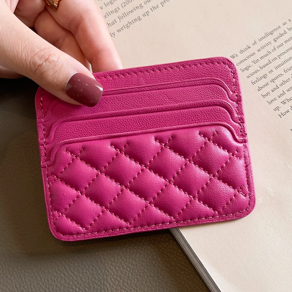 Luxury Sheepskin Credit Card Ultra-thin Men's Women's Card Holder Diamond Credit Card Case ID Bag Female Organizer Change Purse