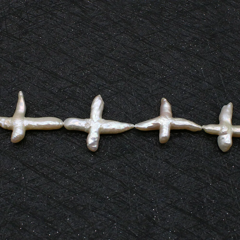 Natural Freshwater Pearl Beads Cross Shape Horizontal Hole Beads for Fashion Jewelry Making DIY Necklace Earrings Accessories