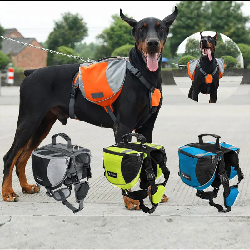 

Pet Self Backpack Harness For Medium Large Dogs Travel Carrier Saddle Big Capacity Dog Storage Bags Outdoor Training Snack Bag