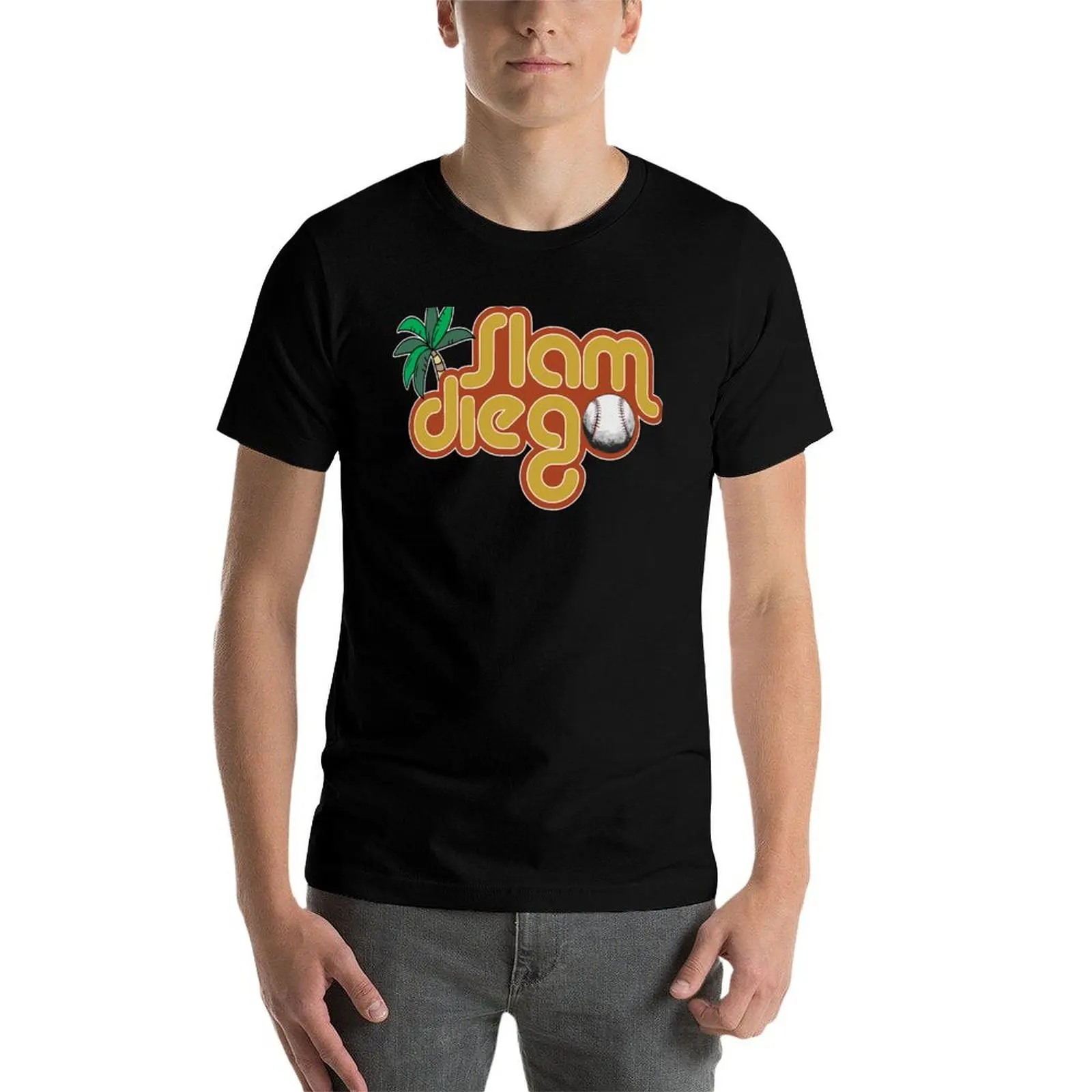 Фото Футболка Slam Diego Sunset Palm Tree San Diego Baseball Grand Slam, базовая однотонная повседневная футболка №3
