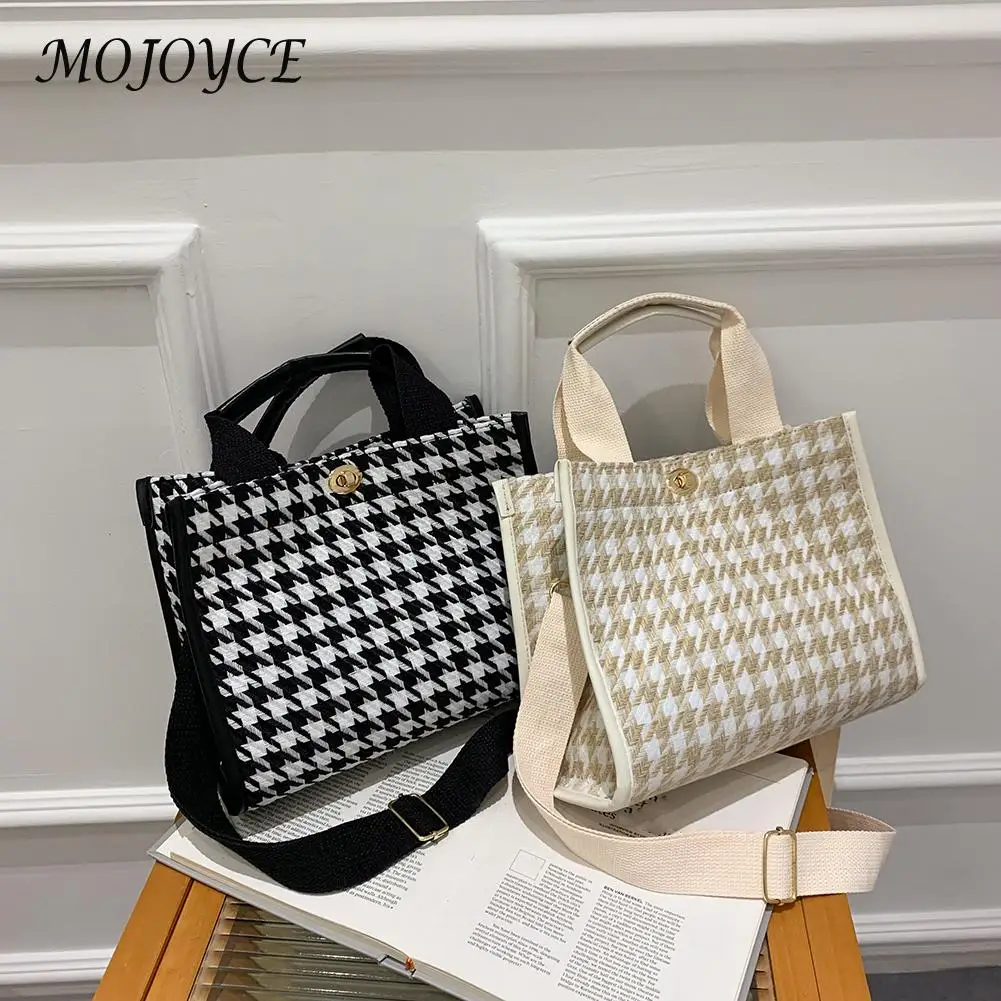 

Women Crossbody Bags Fashionable Houndstooth Print Hit Color Bag Casual Ladies Small Square Shoulder Handbags