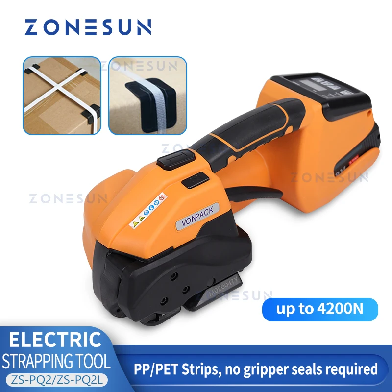 

ZONESUN Handheld Electric PP/PET Strapping Machine ZS-PQ2 Strip Belt Portable Lithium Rechargeable Battery Power Packing Machine