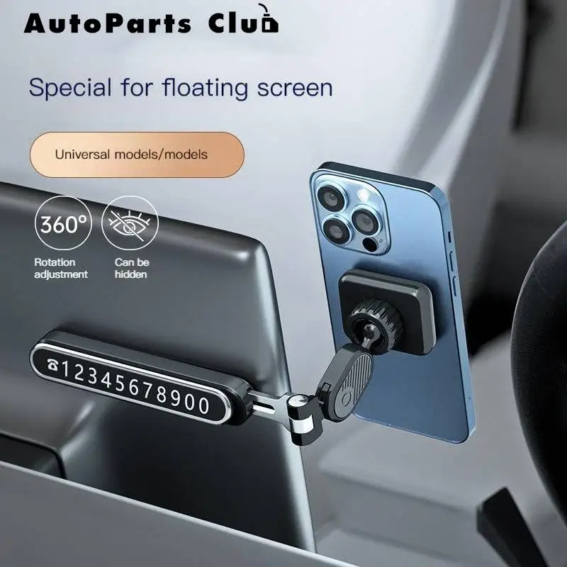 

3 in 1 Car Phone Holder Magnetic Mobile Stand Number Plate Smartphone Bracket Metal Foldable Screen Cellphone Support For Tesla