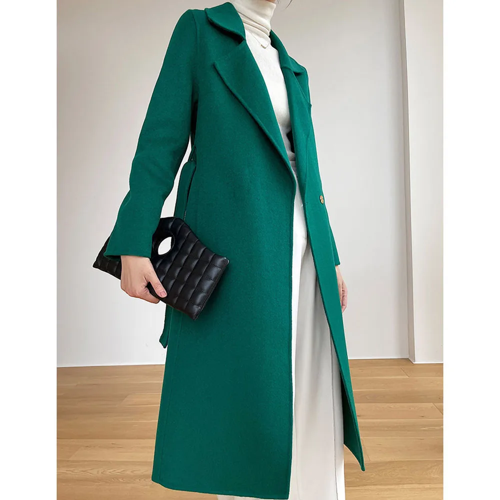 Женское шерстяное пальто женская Высококачественная Двусторонняя кашемировая