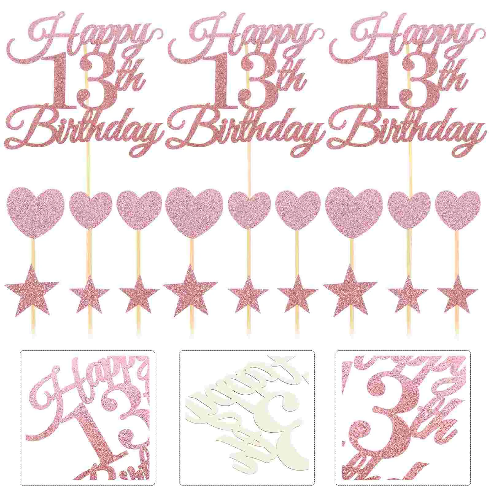 

Cake Birthday Cupcake Picks Topper Toppers Decor Dessert Heart Decoration Star Happy Glitter Anniversary Decors Decorations 10Th