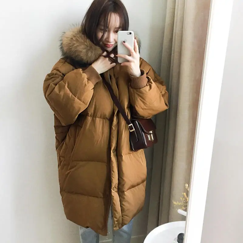 Women Parka Warm Down Cotton Coats Female Loose Winter Jacket Hooded Long SleeveThicken Oversize Women Winter Coat Padded Black