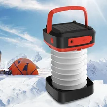 LED Camping Light Retractable Light Solar Powered Lantern Lamp Outdoor Fishing Tent Lights Collapsible USB Charger for Phone