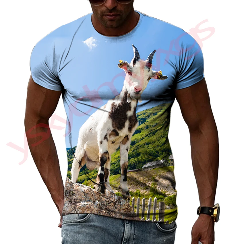 

Summer Fashion Sheep Picture Trend T Shirts For Men Casual 3D Print Tees Hip Hop Harajuku Personality Round Neck Short Sleeve