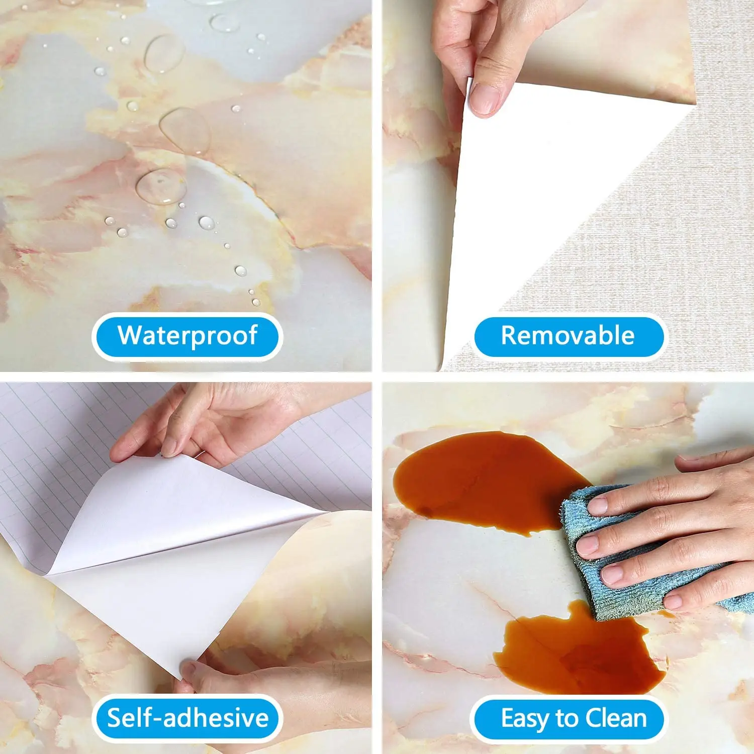 wokhome marble self adhesive wallpaper vinyl film roll wall stickers for cabinets countertops kitchen decorative home decor free global shipping