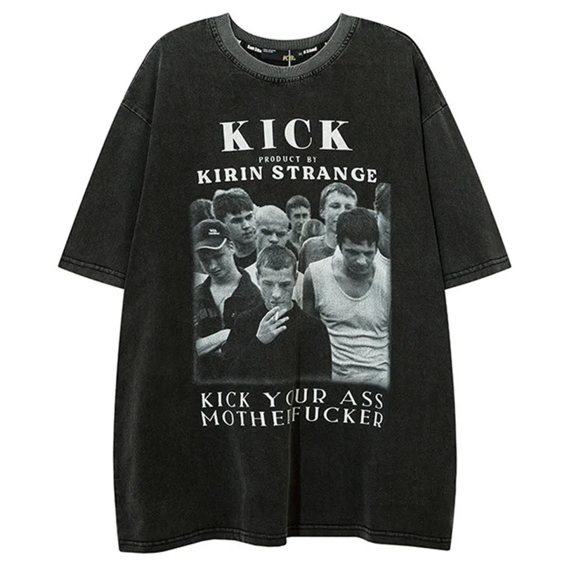 

2022 Hip Hop Streetwear Vintage T-shirst Letter Graphic Print Gothic T-shirt Summer Harajuku Cotton Short Sleeve Tops Tees