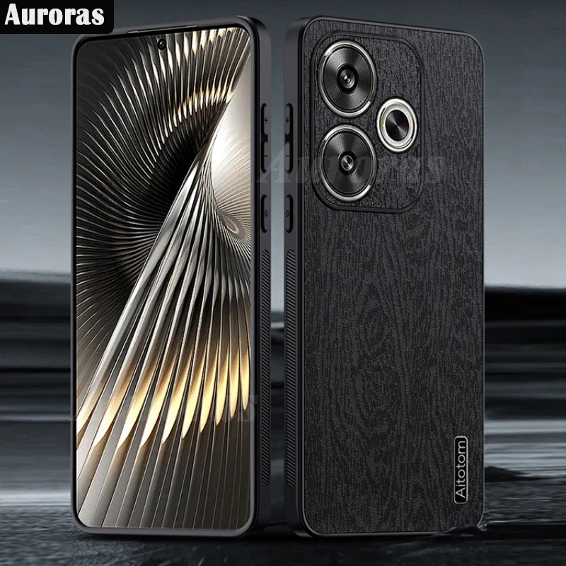Чехол Auroras для Xiaomi Poco F6 Pro роскошный кожаный силиконовый чехол с текстурой дерева