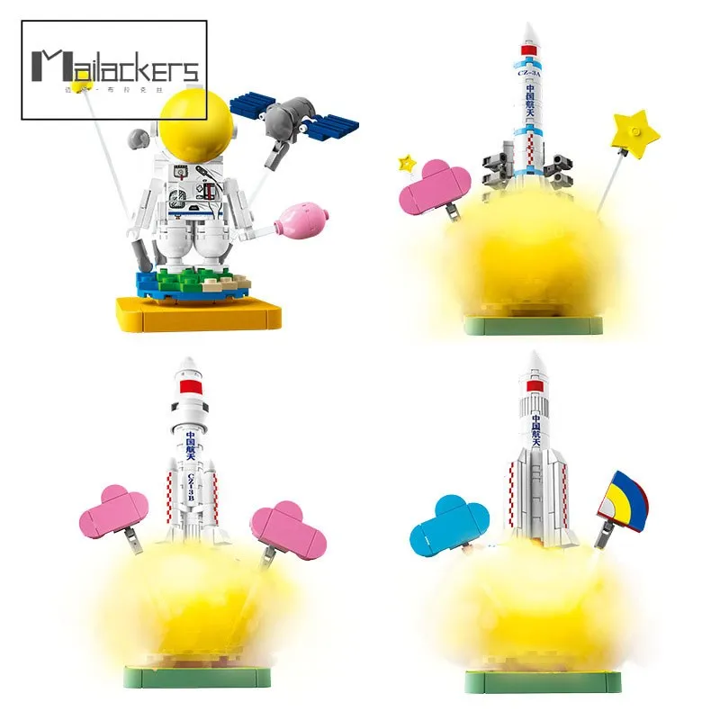 

Mailackers 4 Cute Astronaut Rocket Model Building Blocks Technical Creative Building Blocks Constructor Morphing Robot Kids Toys
