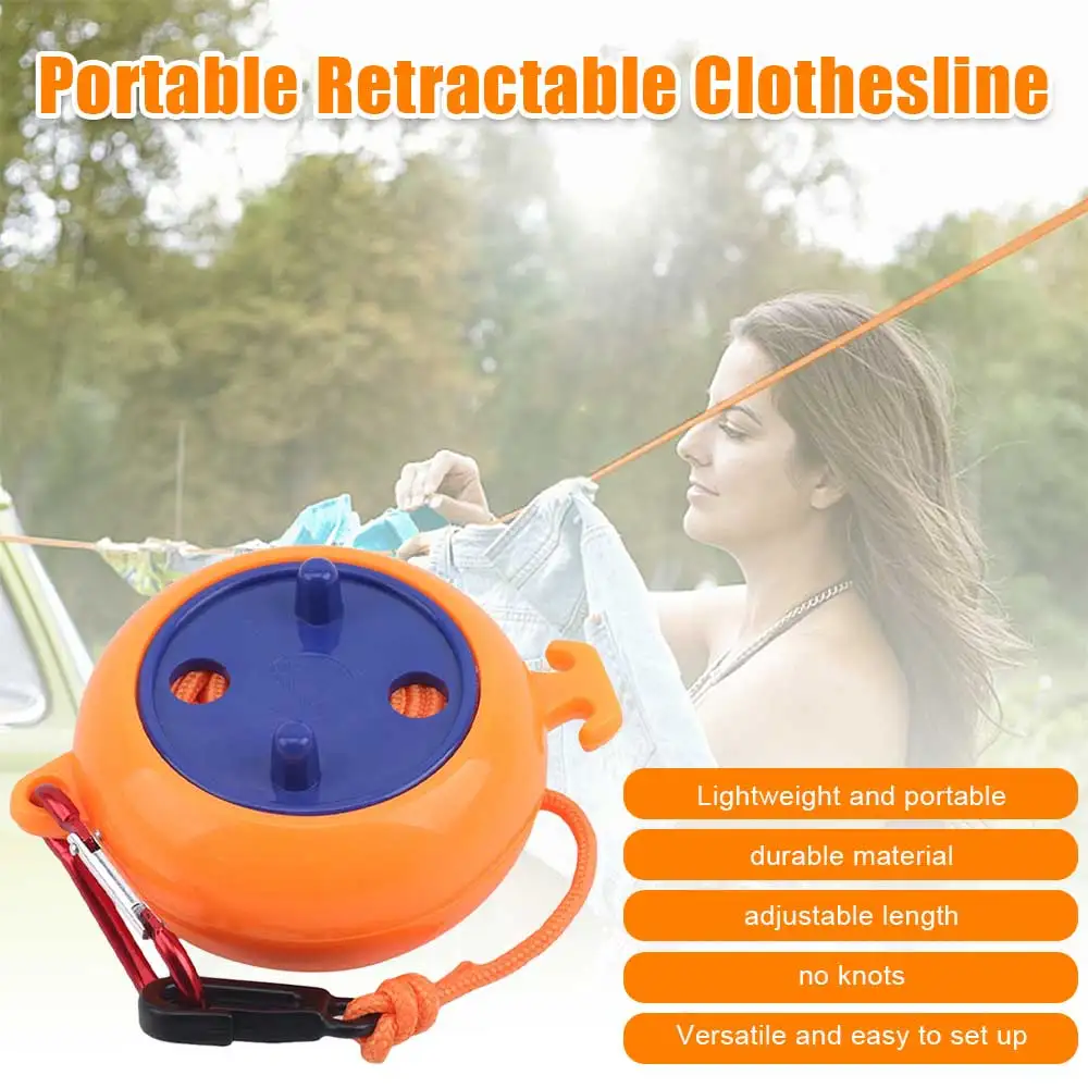 

8m Household Non-Perforated Clothesline Retractable Portable Travel Drying Rack Outdoor Camping Windproof Hanging Rack Clothing