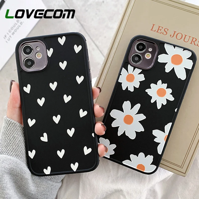 

Чехлы LOVECOM для iPhone 13 Pro Max, чехол для телефона с сердечками и маргаритками для iPhone 11, 12 Pro Max, XR, XS Max, 7, 8 Plus, мягкая задняя крышка, Coque