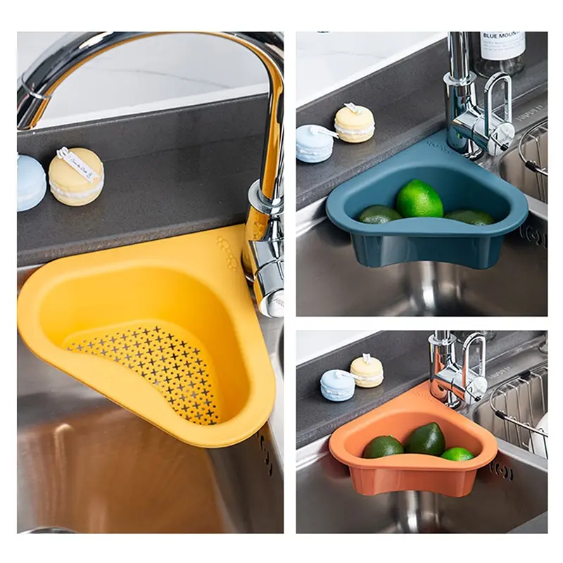 

Triangle Drain Rack Leftovers Filter Sink Swan Drain Basket Fruit and Vegetable Drain Basket Sink Strainer Kitchen Accessories